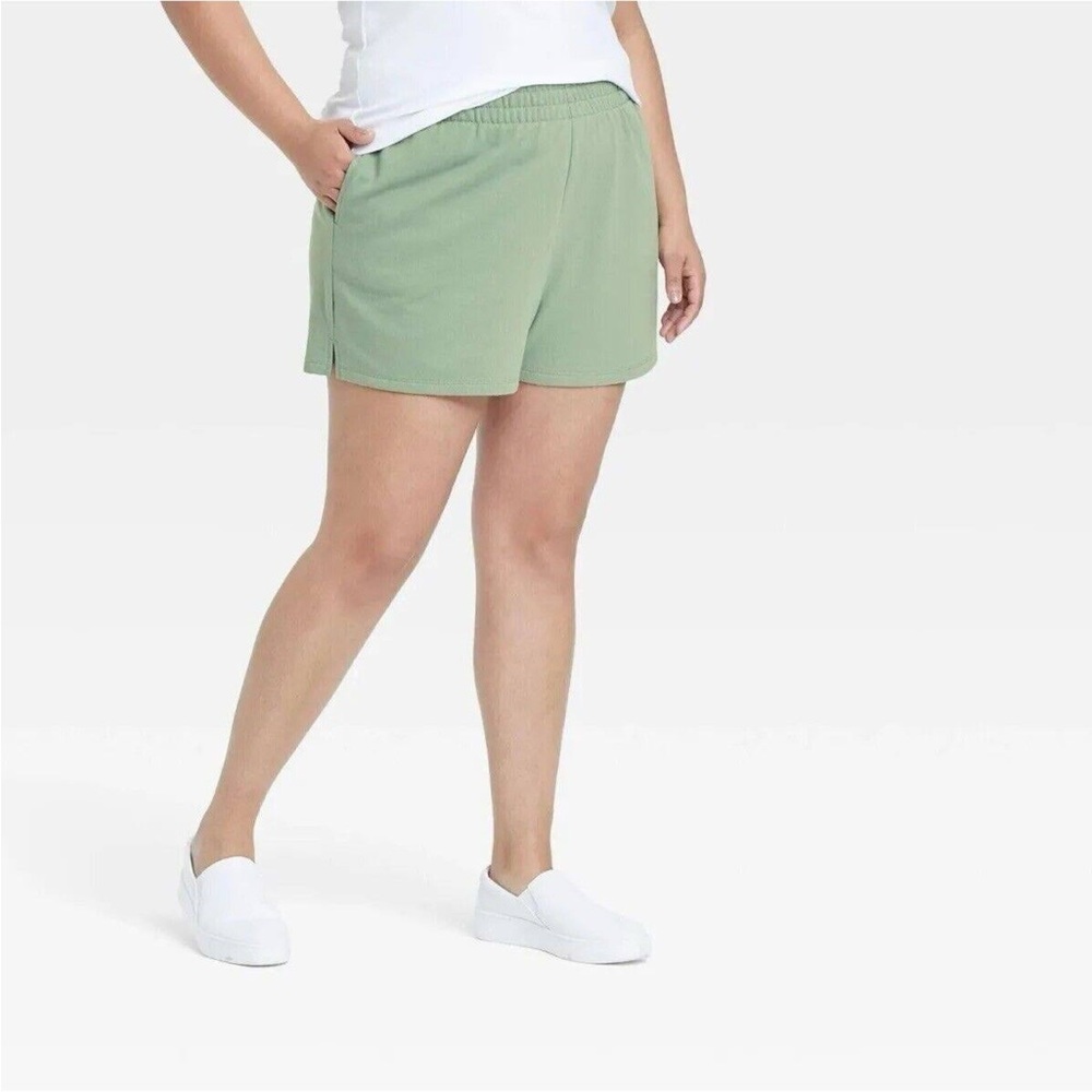 Ava & Viv - Women's Pull-On Fleece Lounge Shorts - Green - size 3X - new